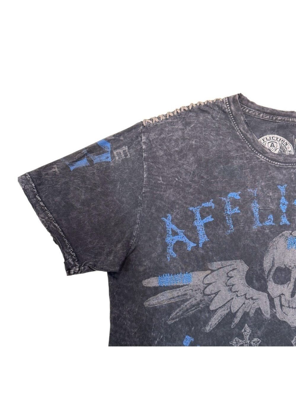 Affliction Men's Graphic Tee Voodoo Riders Blue His Size Large - Picture 5 of 10